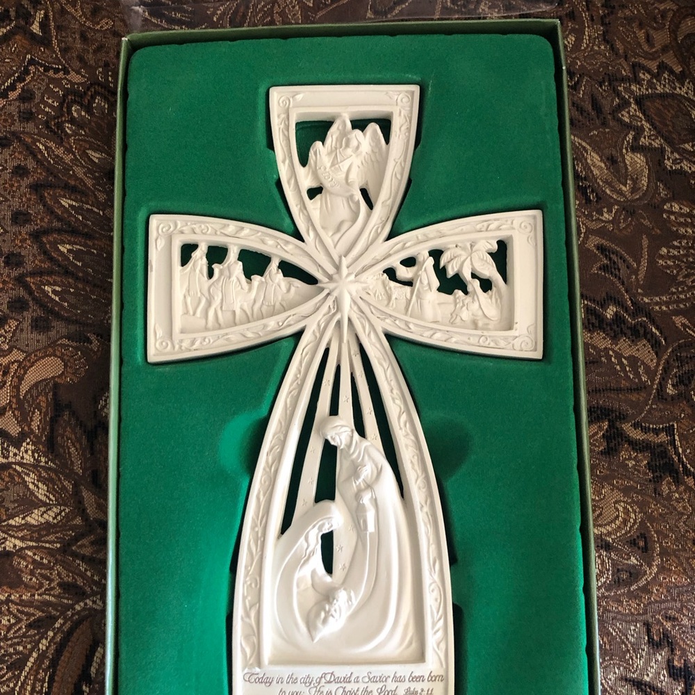 Cream color Nativity Cross Wall Hanging